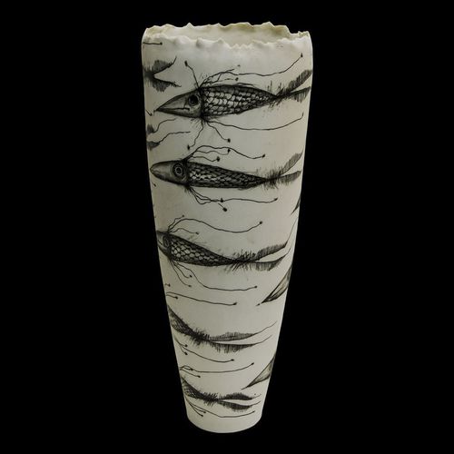 Vaso contemporaneo - PISCES - ELICA STUDIO - in porcellana / fatto a mano / Made in Italy