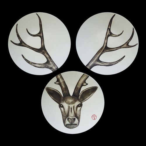 Scultura in porcellana - CERVUS - ELICA STUDIO - fatta a mano / a muro / contract