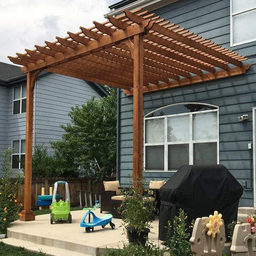 Pergola addossata - 1 - Foshan Greenzone - in legno composito / in polietilene ad alta densità HDPE / a lamelle frangisole
