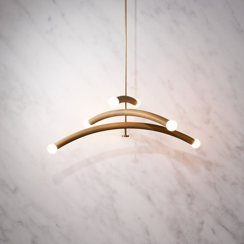 Lampada sospesa - HILL - Hachi Collections - in ottone / in rovere / contemporanea