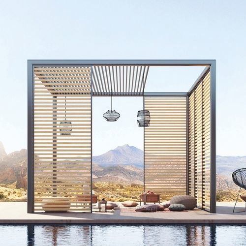 Pergola autoportante - Bay unit - Sundaze Outdoor - in legno / in alluminio / a lamelle frangisole