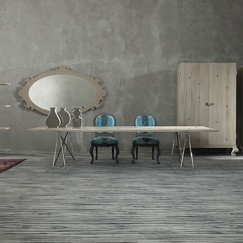 Tavolo contemporaneo - HAUTE COUTURE - LANDO - in legno massiccio / con supporto in metallo cromato / rettangolare