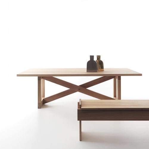 Tavolo contemporaneo - ODE - LANDO - in vetro temprato / in marmo / con supporto in legno massiccio