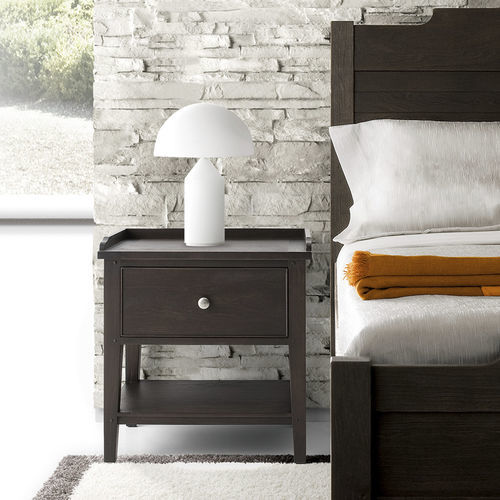 Comodino contemporaneo - L621 - LANDO - in legno massiccio / con supporto in legno / rettangolare