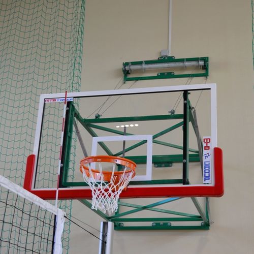 Tabellone da pallacanestro in vetro temprato - 4-24 - MTB Group Sp.J. - rettangolare / blu, bianco e rosso / da interno
