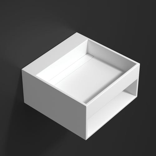 Lavabo sospeso - 700310 - NEILUR - in Solid Surface / con scaffale integrato / quadrato
