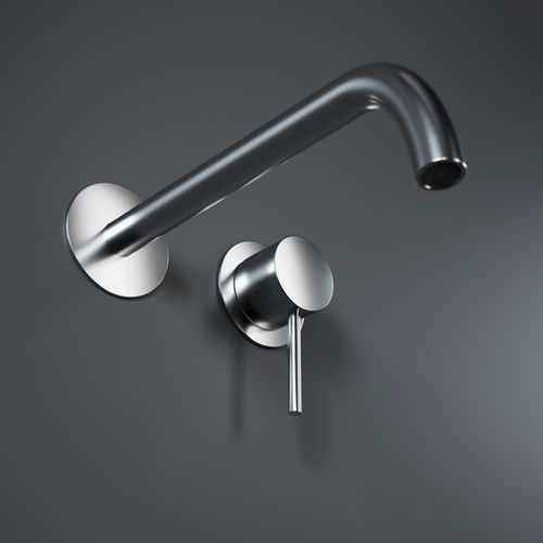 Miscelatore per lavabo - R377-S - NEILUR - per lavamani / da parete / in acciaio inossidabile spazzolato