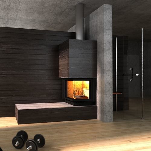 Camino a legna - Optimal 60x60 L/R - REGALFIRE S.A - da incasso / ad angolo / a 2 facciate