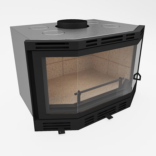 Camino a legna - Design 80-55 Prisma - REGALFIRE S.A - a 3 facce / con focolare chiuso / in vetro