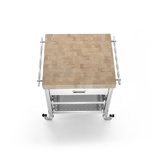 Carrello di servizio - 70C-CARRELLO-1 - ALPES-INOX - in legno massiccio / in legno oliato / in acciaio inossidabile