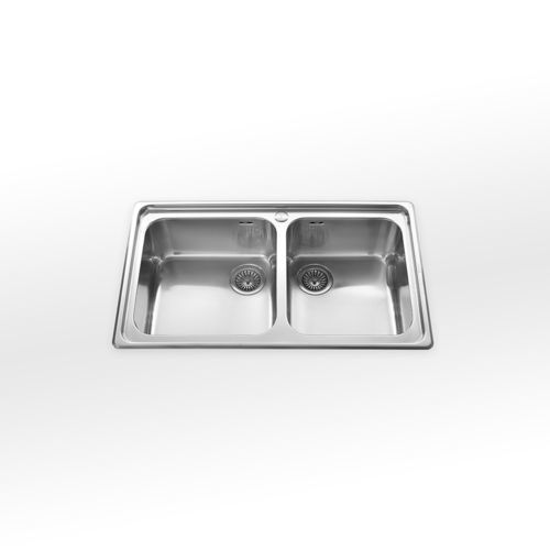 Lavello a 2 vasche - Basic - ALPES-INOX - senza gocciolatoio / con gocciolatoio / in acciaio inossidabile