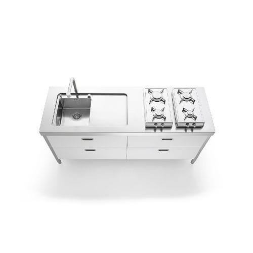 Cucina in acciaio inossidabile - LC190-C90+C90/2 - ALPES-INOX - contemporanea / con isola / con maniglia integrata