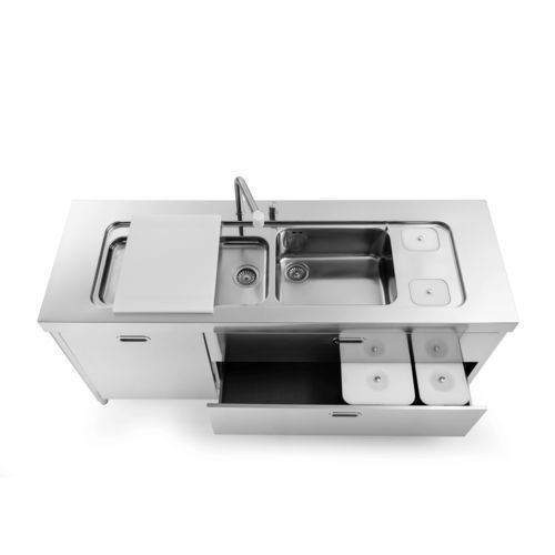 Mobile lavello in acciaio inossidabile - L190-L60+C120/1 - ALPES-INOX - installazione libera
