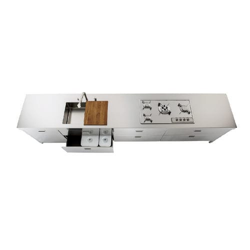 Cucina in acciaio inossidabile - LC370-L60+C90+C90+C120/1 - ALPES-INOX - contemporanea / con isola / con maniglia integrata