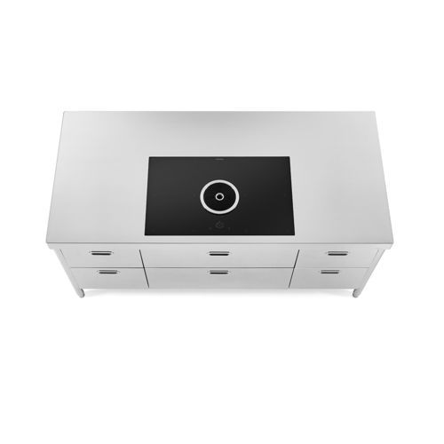 Isola cucina in acciaio inossidabile - IC160-C30+C90+C30/1 - ALPES-INOX - con piastra di cottura / a induzione / con maniglia integrata