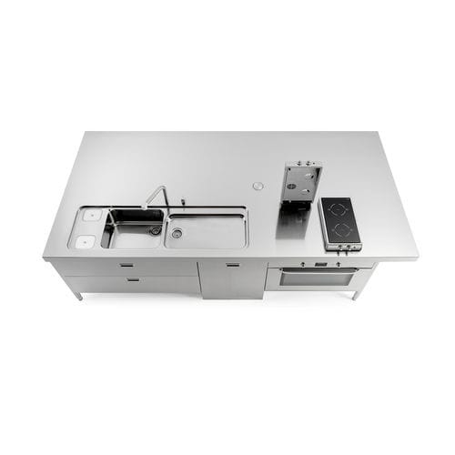 Isola cucina in acciaio inossidabile - I-LC310-C120+L60+F90+snack/1 - ALPES-INOX - attrezzata / con piastra di cottura / a induzione