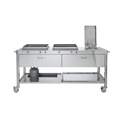 Cucina da esterno - OUT190-C90+C90/1 - ALPES-INOX - contemporanea / in acciaio inossidabile / con isola
