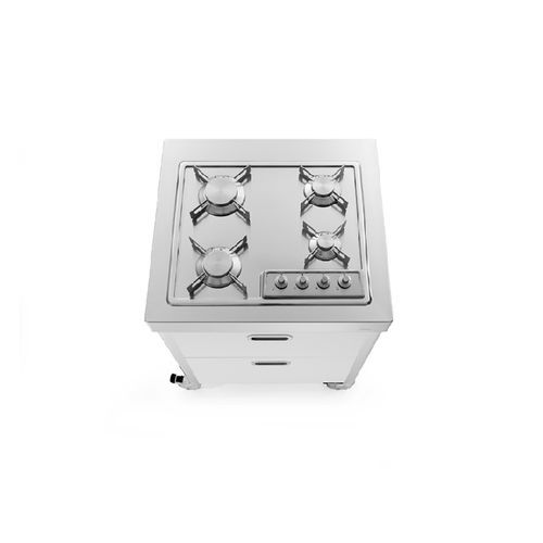 Piano cottura a gas - C70-C60-ruote/1 - ALPES-INOX - 4 fuochi / da incasso / con manopole