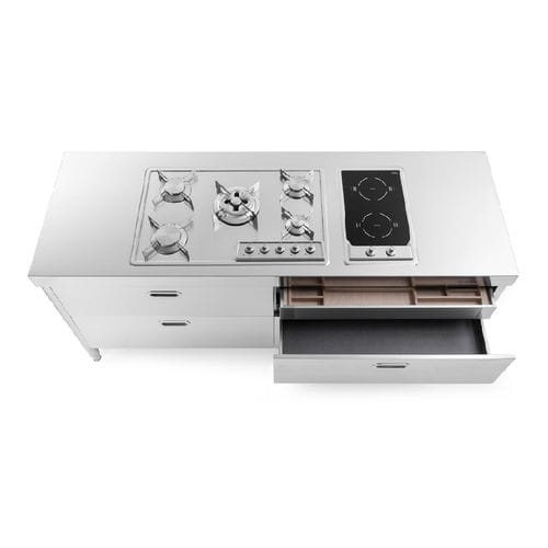 Piano cottura a gas - C190-C90+C90/2 - ALPES-INOX - a induzione / 5 fuochi / da incasso