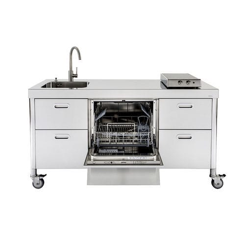 Cucina in acciaio inossidabile - LC160-C45+L60+C45/1 - ALPES-INOX - contemporanea / con isola / con maniglia integrata
