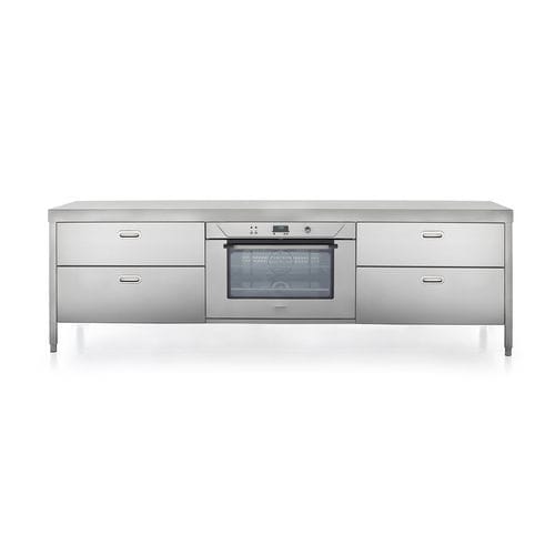 Elemento da cucina indipendente - 280C-C90+F90+C90/1 - ALPES-INOX - a libera installazione / con zona di cottura frontale / con cassetti