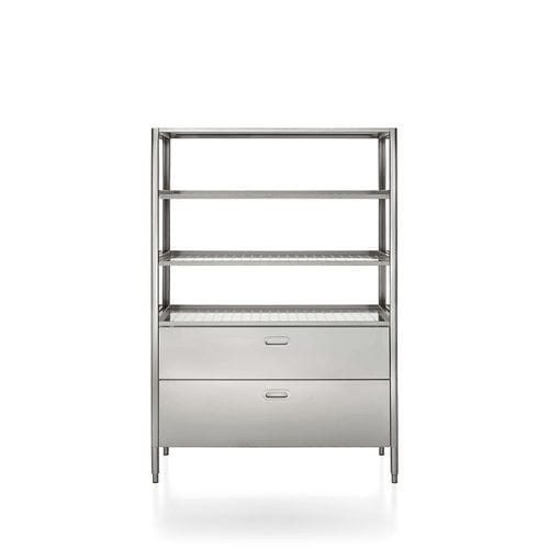 Scaffale contemporaneo - 128/185 DISPENSA/3 - ALPES-INOX - in acciaio inossidabile / per cucina / con cassetti