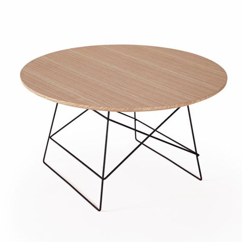 Tavolino basso contemporaneo - Grids - INNOVATION LIVING - in rovere / con supporto in acciaio / rotondo