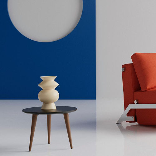Tavolo d'appoggio contemporaneo - Stylo  - INNOVATION LIVING - in rovere / con supporto in legno / rotondo