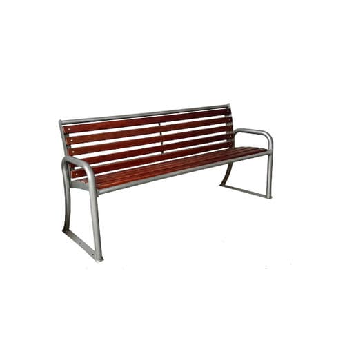 Panca per spazi pubblici contemporanea - PN046 - irollo - in acciaio / impiallacciata in legno / con schienale