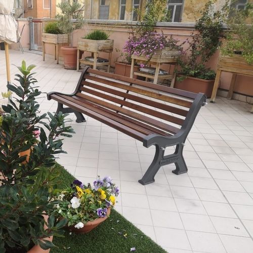Panca per spazi pubblici classica - PN006 - irollo - in ghisa / in ferro galvanizzato / in pino