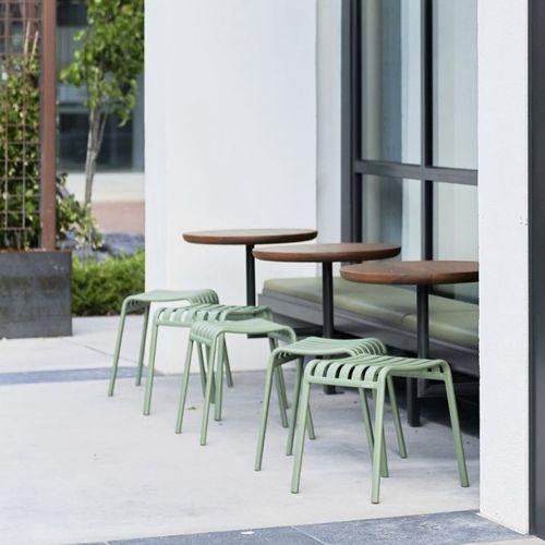 Sgabello contemporaneo - Brighton - Zaneti - in alluminio / con supporto in alluminio / impilabile