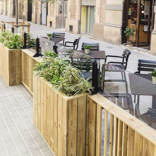 Fioriera in legno - J100A34PH40 - Hortalia - rettangolare / modulabile / con frangivento
