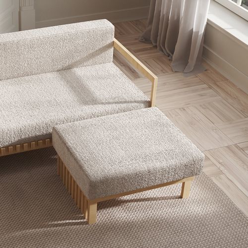 Ottomana design scandinavo - EYJA - Laengsel - in tessuto / in pelle / rettangolare