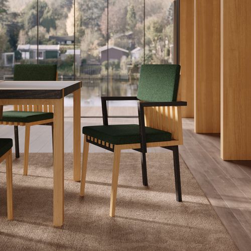 Sedia da pranzo contemporanea - LAENGSEL - Laengsel - da interno / in tessuto / in pelle
