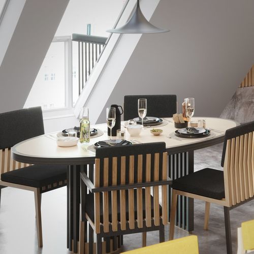 Tavolo da pranzo contemporaneo - AALTO - Laengsel - in legno compensato / in betulla / con supporto in betulla