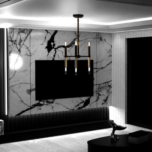 Lampadario contemporaneo - BASTONE - Ambiate Lighting - in vetro / in nichel / da 6 lampadine