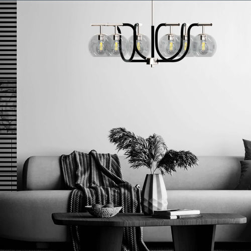 Lampadario contemporaneo - ROTONDO - Ambiate Lighting - in vetro / in nichel / da 6 lampadine