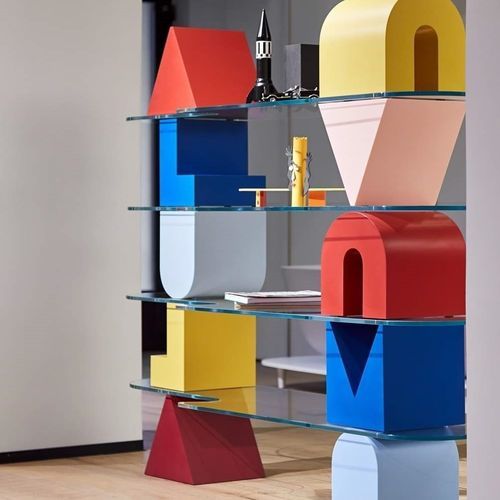 Scaffale contemporaneo - Transparent Design SRL - in vetro / trasparente / multicolore