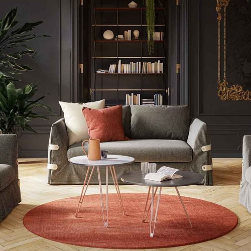 Divano contemporaneo - Botton Up - LIU JO Living - in tessuto / con braccioli / grigio