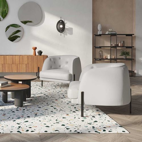 Poltrona chesterfield - Caillou - LIU JO Living - in tessuto / in legno / grigia