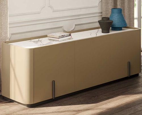 Credenza contemporanea - Caillou - LIU JO Living - in legno laccato / in MDF / in acciaio con rivestimento a polvere