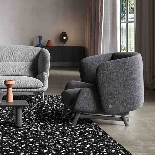 Poltrona contemporanea - Coquille - LIU JO Living - in tessuto / in legno / in acciaio