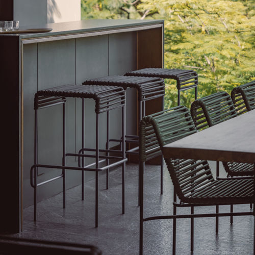 Sgabello da bar contemporaneo - CALIFORNIA - Mexa Design - in tessuto / in corda / con supporto in metallo