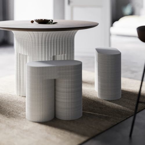 Sgabello contemporaneo - GATHER - Model No. Furniture - in resina / con base in resina / bianco