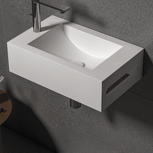 Lavabo sospeso - DIONE - ZENON SMART SOLID SURFACE - in Solid Surface / con portasalviette integrato / antibatterico