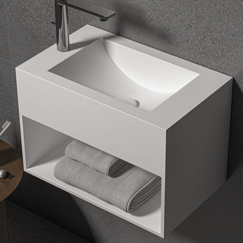 Lavabo sospeso - DIONE MIDDLE - ZENON SMART SOLID SURFACE - in Solid Surface / antibatterico / con scaffale integrato