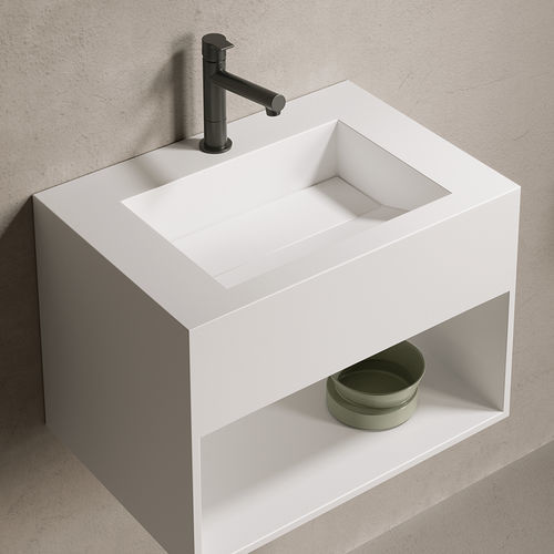 Lavabo sospeso - ARIEL MIDDEL - ZENON SMART SOLID SURFACE - in Solid Surface / antibatterico / con scaffale integrato