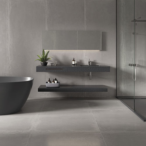 Lavabo integrato - AQUARIS - ZENON SMART SOLID SURFACE - in ardesia / con piano integrato / antibatterico