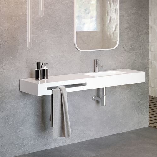 Lavabo integrato - AQUARIS SOFT - ZENON SMART SOLID SURFACE - in Solid Surface / con piano integrato / con portasalviette integrato