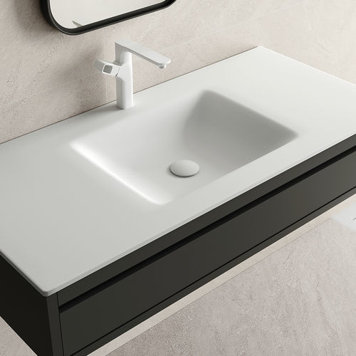 Lavabo da appoggio - ATENAS SENO CURVO - ZENON SMART SOLID SURFACE - in Solid Surface / con piano integrato / antibatterico